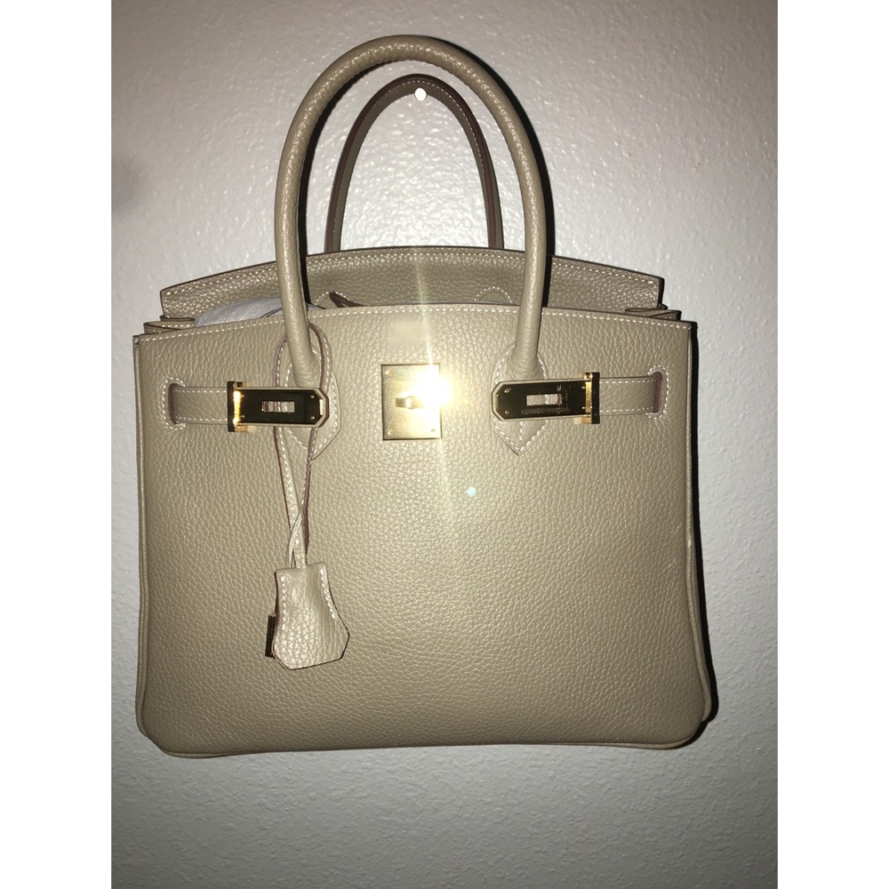30cm Satchel hand bag taupe Togo Leather